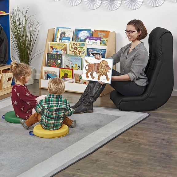 Soft Tufted Floor Rocker - Cushioned Ground Chair for Kids Teens and Adults - Great for Reading, Gaming, Meditating, TV - Black