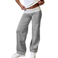 thumbnail image 4 of Women's Fold Over Wide Leg Yoga Pants Stretchy Bell Bottom Roll Up, 4 of 9