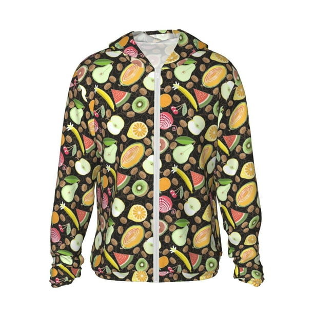 Fotbe Fruits Chaqueta con Protección Solar UPF 50+ para Hombre y Mujer, Camisa con Capucha y Bolsillos-Medium