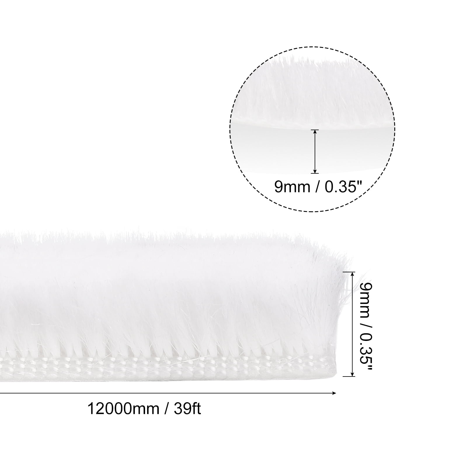 Uxcell 2 Pack Weather Stripping Brush, 39ft L x 0.35" W x 0.35" H Self-Adhesive Seal Weatherstrip Sweep Brush White for Door Window