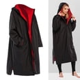 thumbnail image 4 of Parka de natación, bata cambiante de manga larga, manga larga, gran tamaño, lana de cordero, poncho cambiador de secado rápido, anorak resistente a la Negro Rojo M Macarena Chaqueta cambiante de bata, 4 of 8