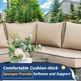 thumbnail image 5 of Walsunny 7 Piece Outdoor Patio Conversation Set, Rattan Sectional Sofa Set, All-Weather Outdoor Modern Sectional Furniture Wicker Couch with Glass Coffee Table, for Patio Deck Garden Pool,Khaki, 5 of 8