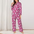 thumbnail image 2 of KLL Love Dog Print Women's Long Sleeve Pajamas with Pants Sleepwear Loungewear 2 Set-XX-Large, 2 of 7