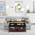 thumbnail image 3 of Gymax Table Basse Relevable avec 3 Compartiments de Rangement, Noir, 3 of 9