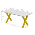 thumbnail image 5 of 70.87"Modern Square Dining Table with Printed White Marble Table Top+Gold X-Shape Table Leg, 5 of 9