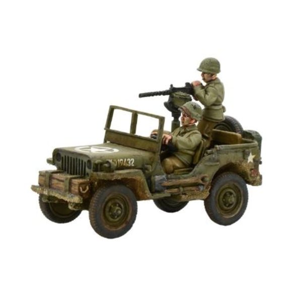 Bolt Action Warlord Games, miniatures - US Army 4x4 vehicle with 30 Cal MMG