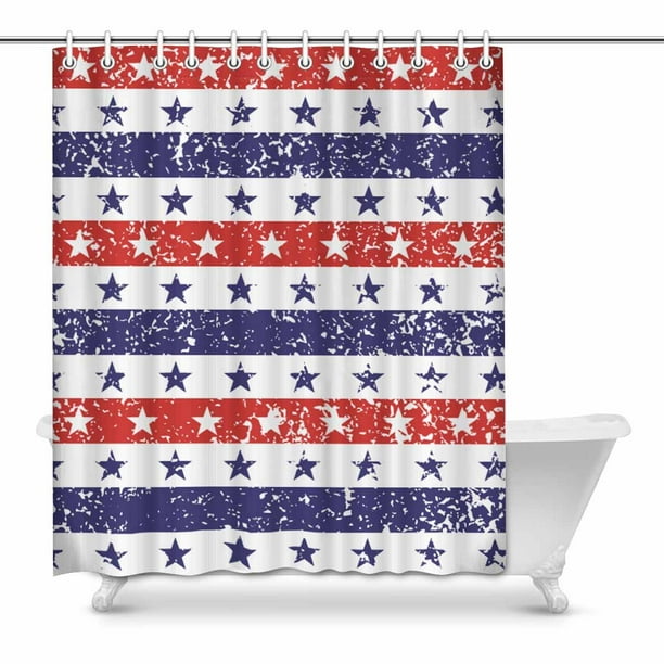 MKHERT 4th of July Shower Curtain Bath Curtain Waterproof fabric