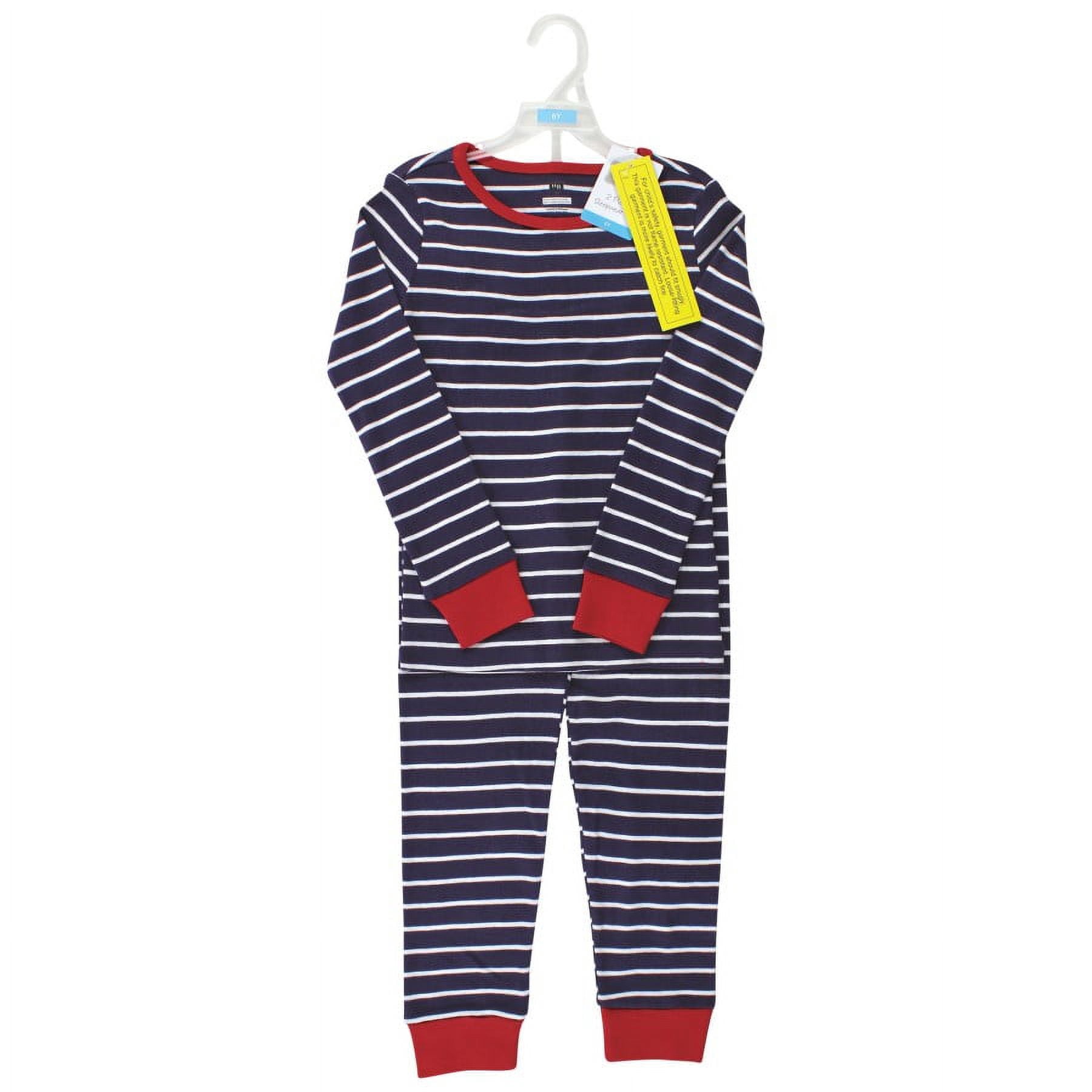 Hudson Baby Infant and Toddler Cotton Pajama Set, Navy Stripe Red, 18-24 Months