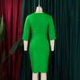 thumbnail image 5 of AURA Plus Size Women High Waist Pleated Pencil Midi Dress Elegant Office Commuter Style, 5 of 9