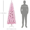 thumbnail image 3 of HOMCOM Snow Flocked Pencil Artificial Christmas Tree with Steel Base Pink, 3 of 10