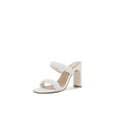 thumbnail image 3 of Women Double Strap High Chunky Heeled Slip On Slide Sandals (Double Braided White, 6), 3 of 4
