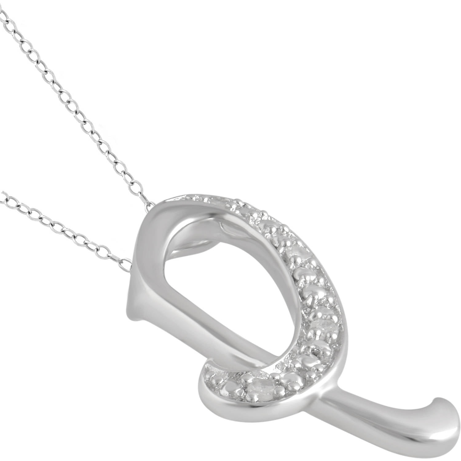 Diamond Accent Sterling Silver "P" Initial Pendant, 18" Chain