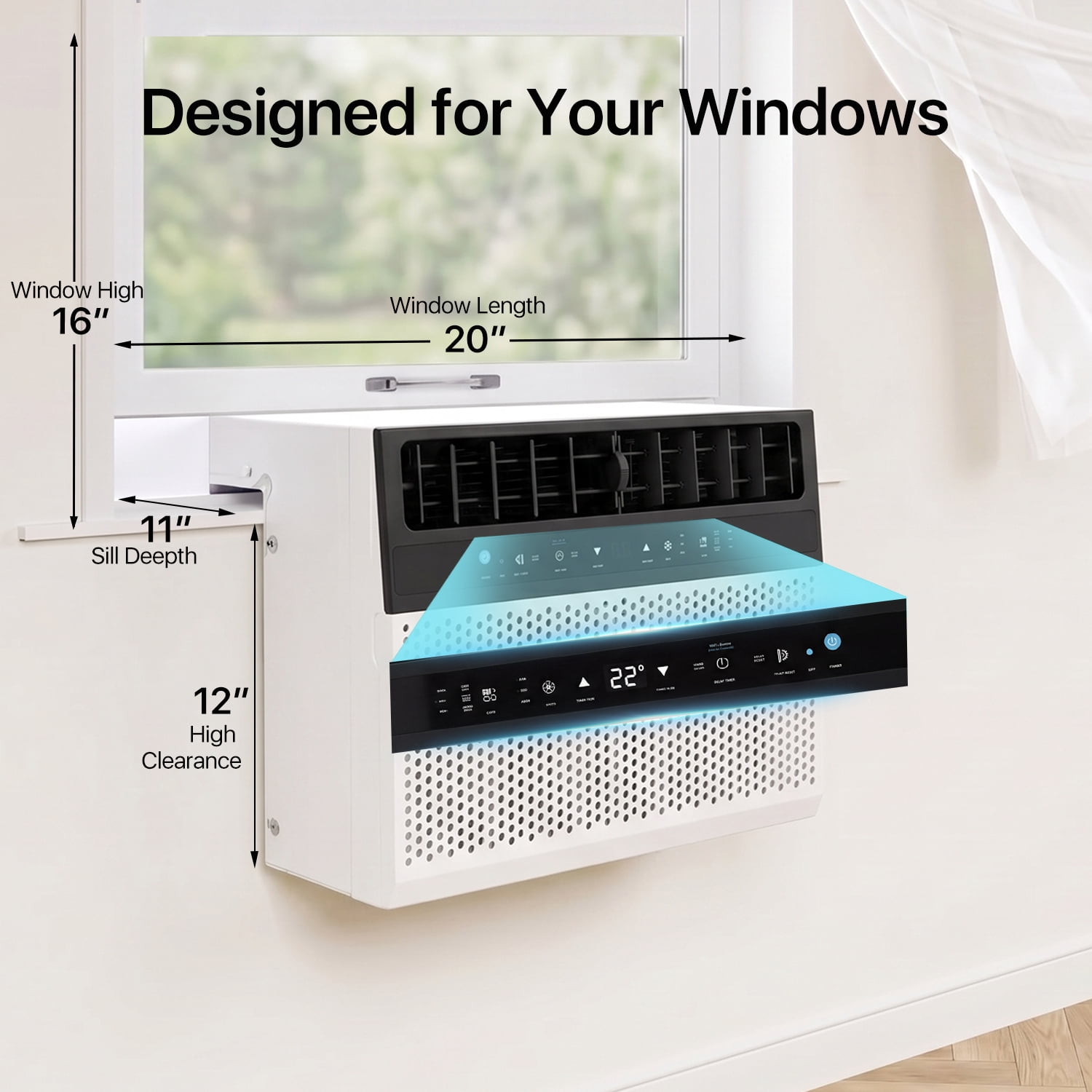 BaPiPro 12,000 BTU Smart Window Air Conditioner, WiFi & Tuya App Compatible, 6 Modes & 3 Fan Speeds, Cools Up to 550 Sq. Ft., White