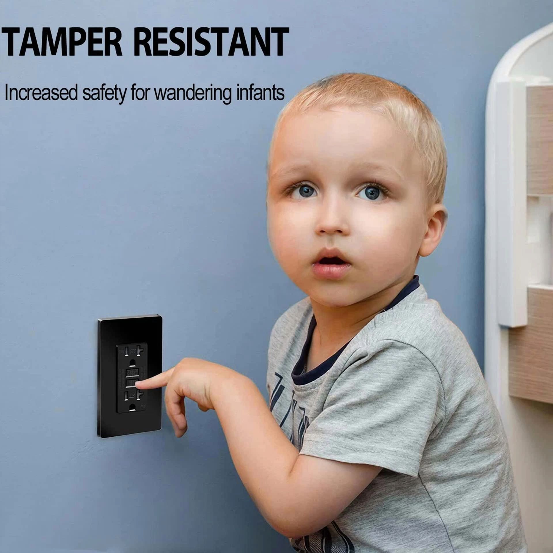20 Amp Gfci Outlet Tamper-Resistant Gfi Receptacle Tr Wr With Plate For Bathroom