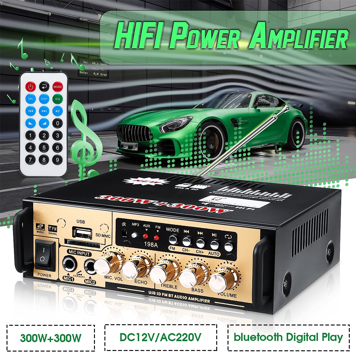 600W HIFI Power Amplifier Radio Audio Stereo Karaoke Cinema Home Car Walmart Canada