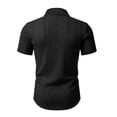 thumbnail image 6 of VgaVtl Turn Down Collar Shirt Men Knit Summer Short Sleeve Button up Plain Holiday Shirts for Men Casual, 6 of 7