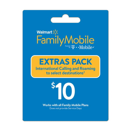 Walmart Family Mobile $10 Extras Pack Add-on – International Calling and Roaming to select destinations (Email Delivery)