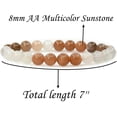 thumbnail image 2 of Natural Multicolor Sunstone Crystal Gemstone 8mm Round Beads Stretch Bracelet 7" Unisex, 2 of 5