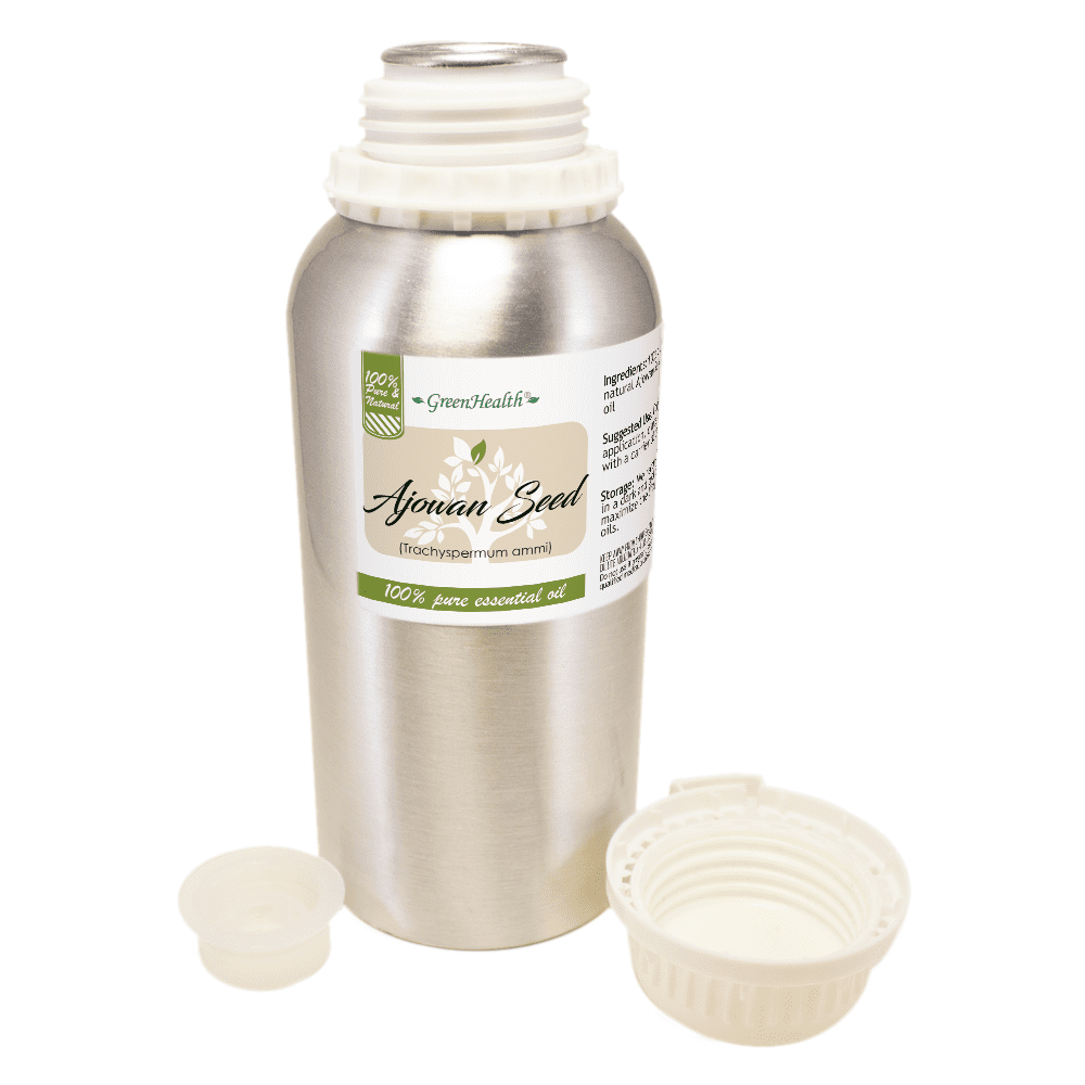 GreenHealth Ajowan Seed Essential Oil, 16 fl oz, 100% Pure Essential Oil, Aluminum Bottle with Locking Cap