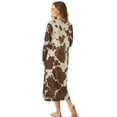 thumbnail image 2 of Xoenoiee Brown Cow Print Long Nightgowns for Women Long Sleeve Sleepshirt Button Sleep Dress Mumu Dress V Neck Sleepwear Plus Size, 2XL, 2 of 7