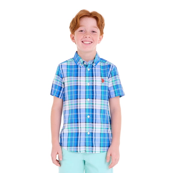 U.S. Polo Assn. Short Sleeve Button-Up Shirt for Boys, Sizes 4-18