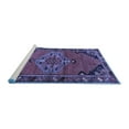 thumbnail image 2 of Ahgly Company Machine Washable Indoor Square Medallion Blue Traditional Area Rugs, 4' Square, 2 of 4