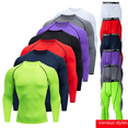 thumbnail image 2 of Conjunto de mono deportivo de manga larga rojo para hombre, ropa interior de baloncesto para entrenamiento y carrera, ropa de fitness de secado rápido para otoño e invierno, 2 of 4