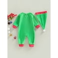 thumbnail image 4 of Gureui Newborn Baby Girl Boy Romper, Long Sleeve Christmas Casual Fall Spring Long Jumpsuit + Green Hat, 4 of 9