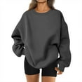 thumbnail image 2 of Oversized Crewneck Sweatshirt Women Fall Cute Fleece Pullover Sweatshirts No Hood Plain Y2k Hoodie with Pockets Dark Gray XXL, 2 of 5