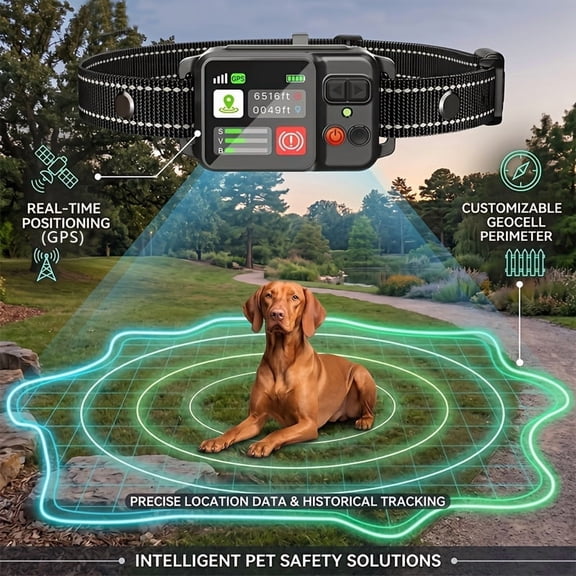 GPS Wireless Dog Fence System, 49-6561ft Adjustable Invisible Electric Pet Collar, Beep Vibration Shock 3 Training Modes, Rechargeable for Small Medium Large Dogs Outdoor Yard Anti-Escape