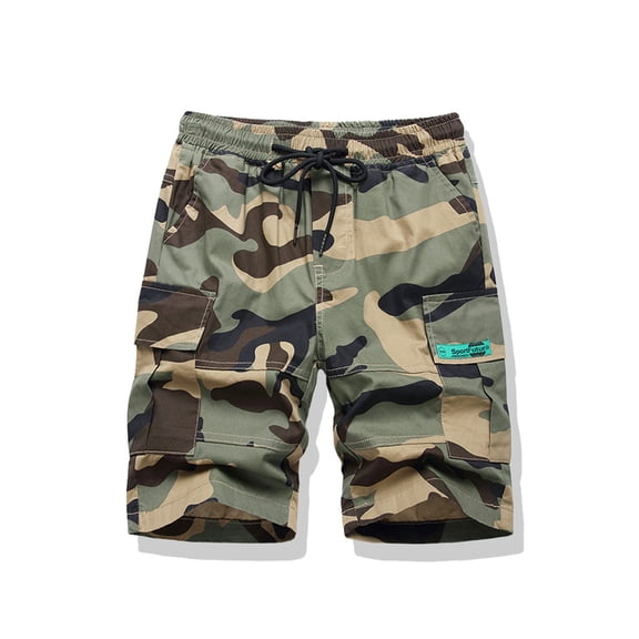 LYMAYTER 6-15Y Toddler Camo Print Cargo Shorts Kids Boys Casual Cotton Multi Pocket Outdoor Summer Shorts