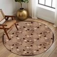 thumbnail image 2 of Round Rugs 7 Ft, Brown Coffee Cup Non Slip Area Rugs for Kitchen Bedroom Entryway, Vintage Coffee Beans Love Heart Washable Carpet Runner Rug Floor Mats for Bedroom Home Decor, 2 of 8