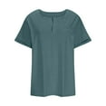 thumbnail image 5 of Povozer Women V Neck T Shirts Casual Summer Tops Tees Loose Fit Tunics with Pocket(AG,3XL), 5 of 6