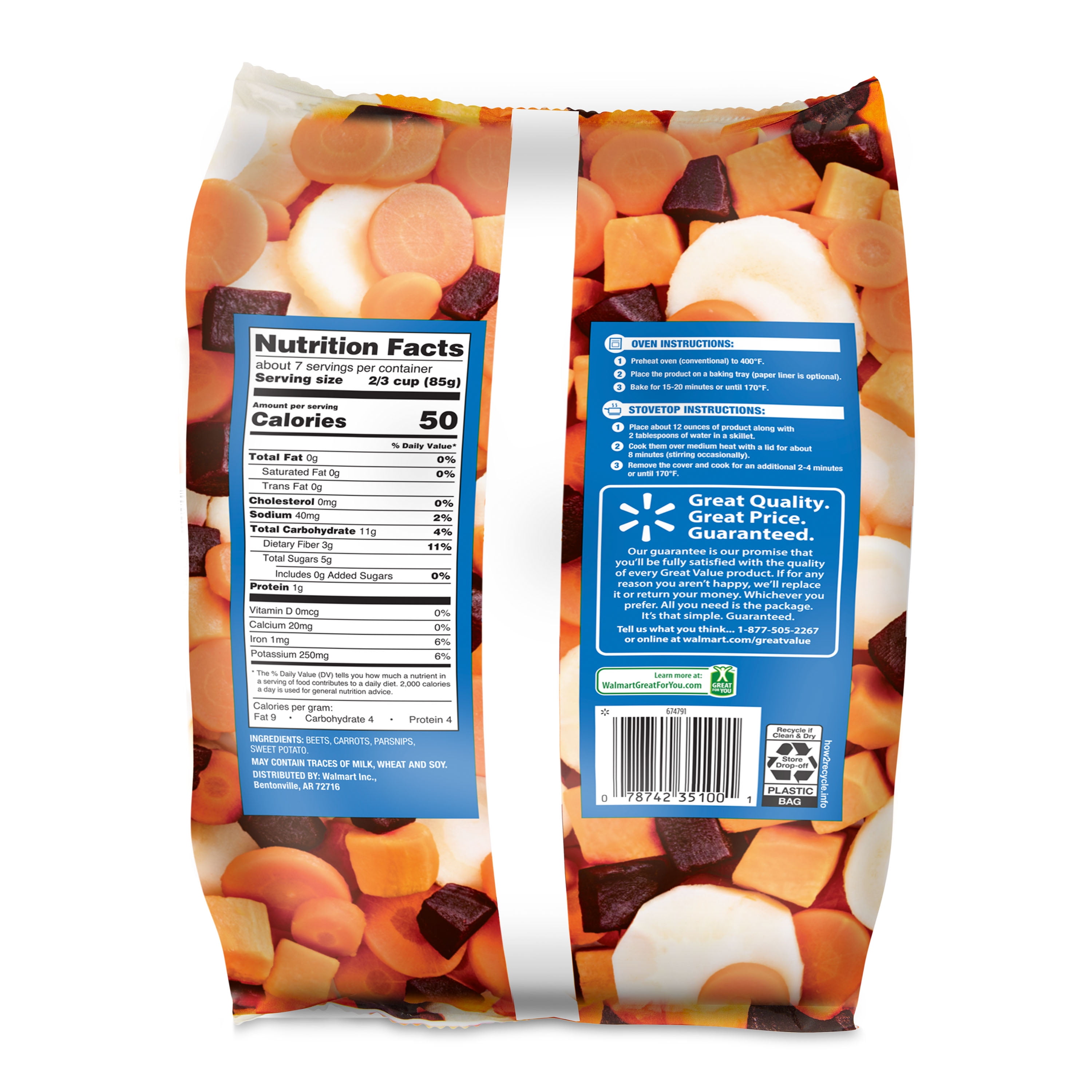 Great Value Frozen Root Blend With Beets, Carrots, Parsnips, and Sweet Potatoes, 20 oz (Frozen Bag)