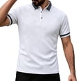 thumbnail image 3 of Men's Solid Color Knit Casual Shirt Tops, Short Sleeve Lapel Breathable Cooling Quick Dry, Summer Beach Vacation Travel Gym Fitness Outfits, Modern Essential | JASKFLY,White XL, 3 of 9