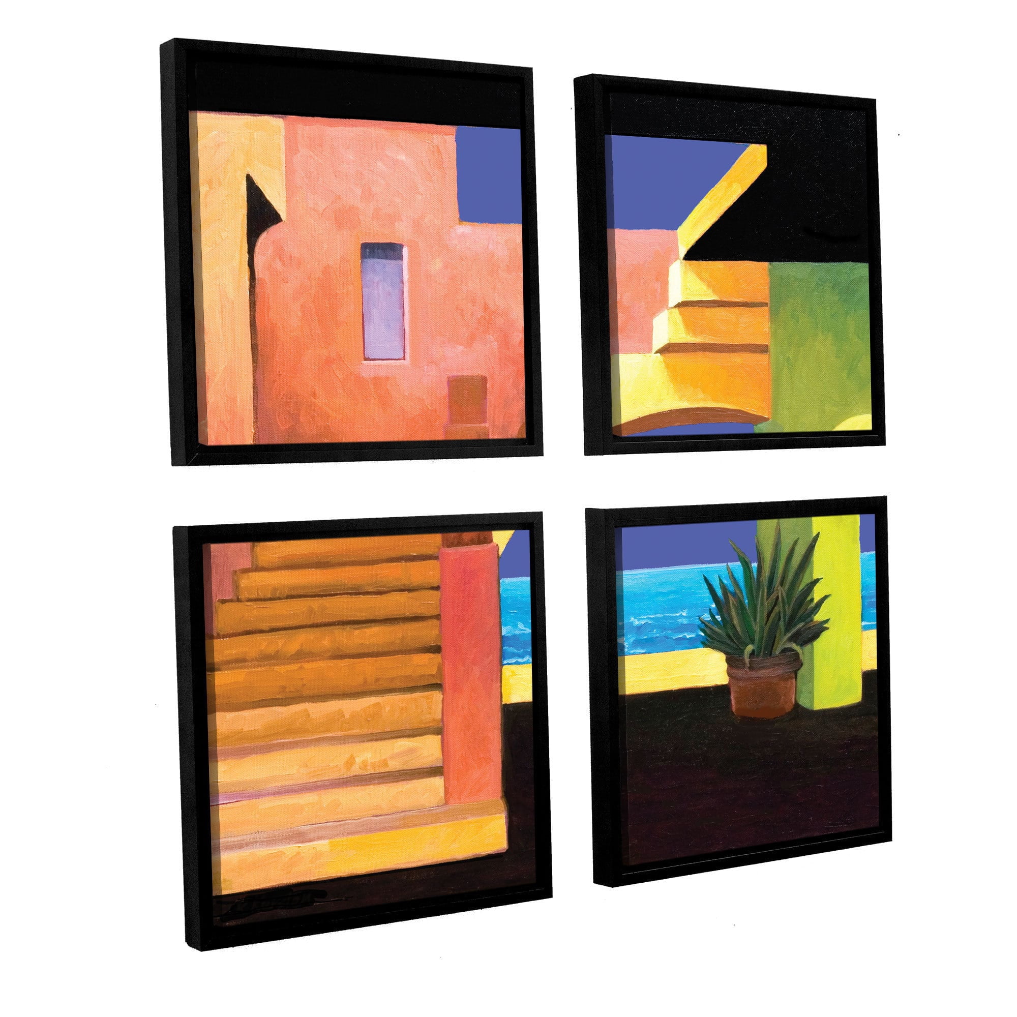 ArtWall Rick Kersten "Casa Del Mar" 4-Piece Floater-framed Canvas Square Set