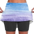 thumbnail image 1 of Faldas deportivas Jacenvly para mujer, de verano, con estampado de degradado, plisadas, elásticas, para yoga, de dos piezas, transpirables y moradas., 1 of 7