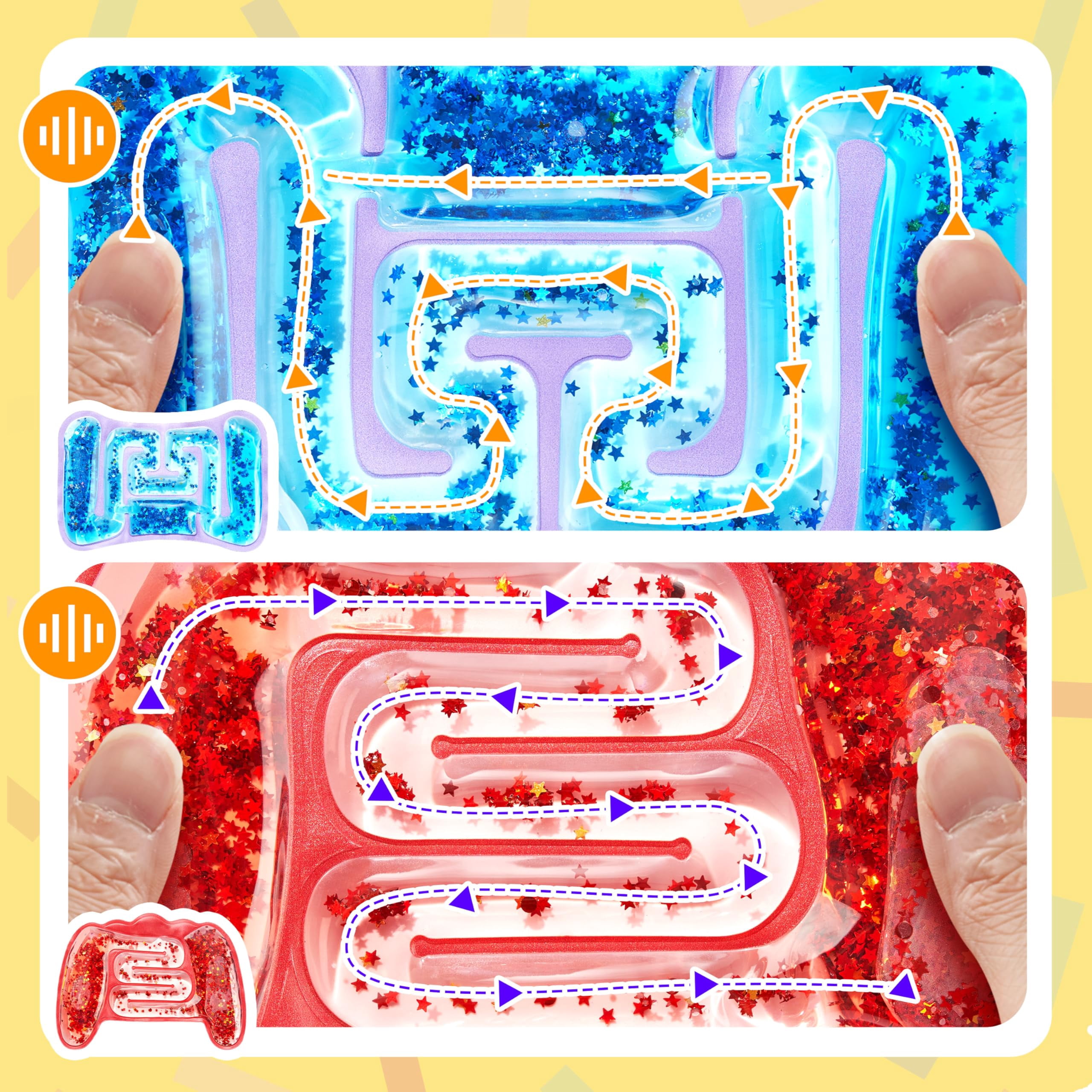 (2 pack) Joyfy 4 Pcs Sensory Toys for Kids Squishy Fidget Toys Stress Relief Sensory Products for Calm Down, Squeeze Fidget Tube for Classroom, Filled Goo & Glitter