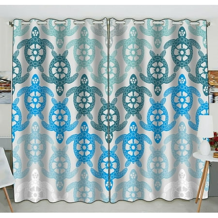 - GCKG Creative Sea Turtle Window Curtain Kitchen Curtain Window Drapes Panel for Living Room Bedroom Size 52(W) x 84(H) inches (Two Piece)