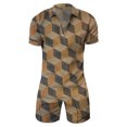 thumbnail image 1 of Vedolay Mens Short Outfits Men's 2 Piece Outfits Striped Short Sleeve Button Down Shirt and Drawstring Shorts Set,Khaki M, 1 of 3