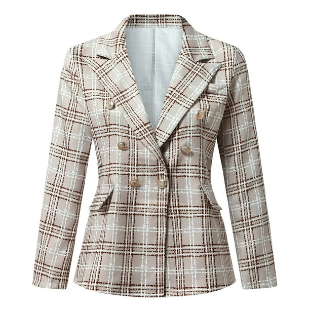 Pntutb, ropa de negocios para mujer, traje de manga larga estampado con cuello, cárdigan adelgazante, traje de doble botonadura, abrigo, tops, chaqueta, liquidación Pntutb Pntutb-1976