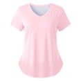 thumbnail image 4 of XIAONU V Neck Basic Tops for Women Short Sleeve V Neck Pullover T-Shirt Breathable Minimalist Everyday Tees, 4 of 4