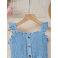 thumbnail image 6 of PureChapter Girls Romper Girls Jumpsuit Solid Color Ruffle Strap Smocked Jumpsuit with Belt & Pockets 5-12Y, 6 of 10