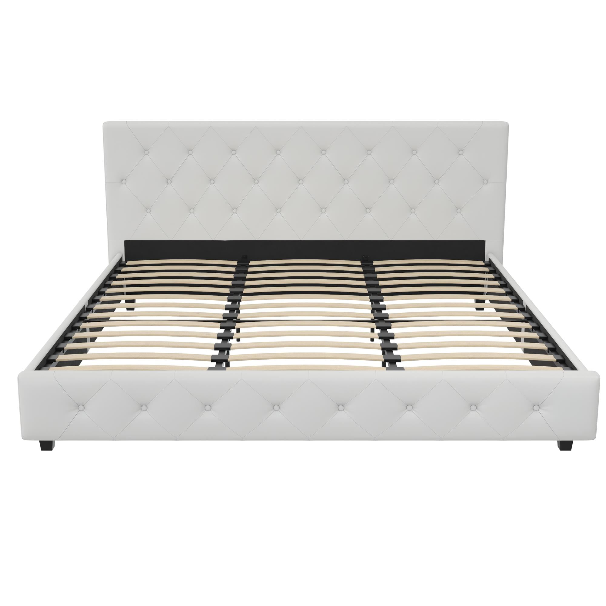 DHP Dakota Upholstered Platform Bed, King, White