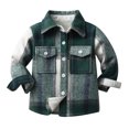thumbnail image 1 of IROINNID Toddler Flannel Shirt Jacket Long Sleeve Turndown Lapel Plush And Thicken Shacket Boys Girls Plaid Shirts Coats, 1 of 9