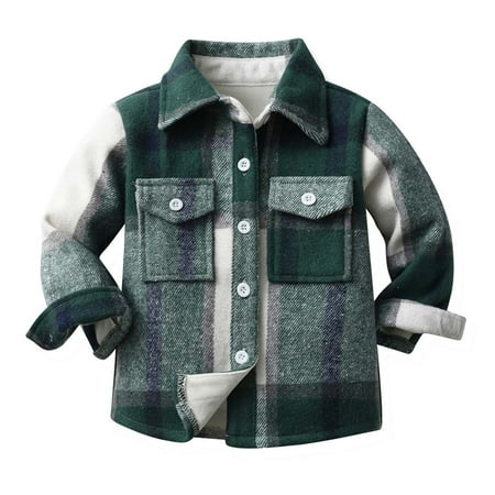 

Plush And Thicken Toddler Flannel Shirt Jacket Plaid Long Sleeve Lapel Button Down Shacket Kids Boys Girls Shirts Coats Fall Tops
