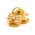 thumbnail image 3 of Seyurigaoka Baby Girls Summer Sandals, Plaid Bowknot Open-Toe Elastic Sandals with Nonslip Soles for Toddlers, 0-18 Months, 3 of 9