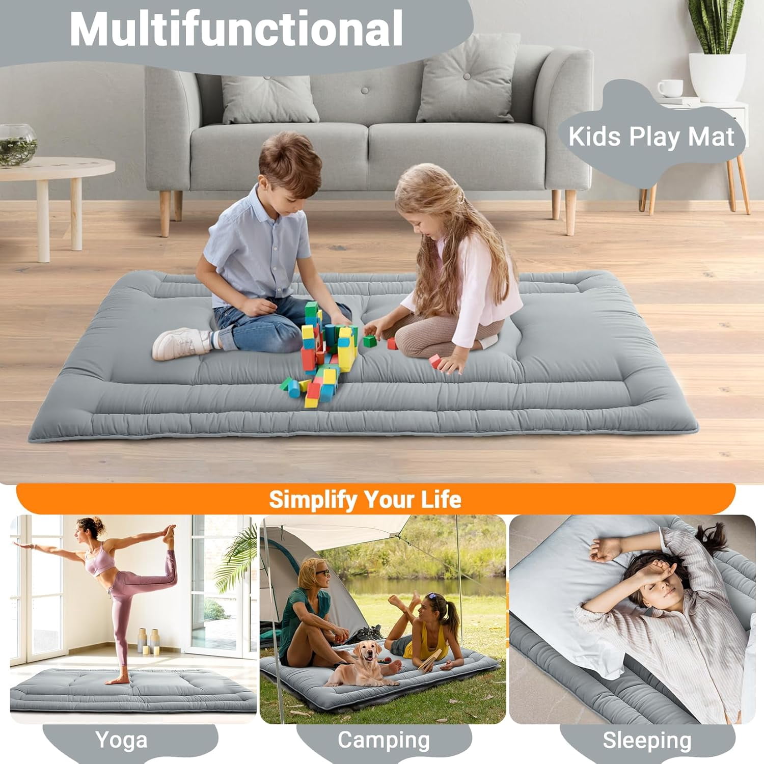 Futon Mattress Twin/Full Size, Japanese Floor Mattress Foldable Sleeping Mattress, Roll Up Floor Bed Mattress for Easy Storage, Tatami Mat Japanese Floor Bed for Dorm Camping