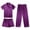 Purple, variant on Ekouaer Silk Pajamas for Women Set Satin Pjs Soft Short Sleeve Button Down Sleepwear 3 Piece Loungewear