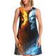 thumbnail image 1 of Balery Red And Blue Fire Skull Warrior Vestidos de verano para mujer con estampado: vestido holgado sin mangas, vestido playero informal y cómodo para días calurosos., 1 of 7